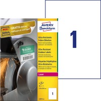 Avery Zweckform etiquettes de Ultra resistant Films 210 x 297 mm weiB