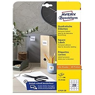 Avery Dennison L7121-25 etiquettes pour codes QR 45 x 45 mm 25 feuilles (Import Allemagne)