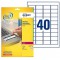 AVERY - Pochette de 800 etiquettes indecollables en polyester, Personnalisables et imprimables, Format 45,7 x 25,4 mm, Impressio