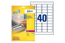 AVERY - Pochette de 800 etiquettes indecollables en polyester, Personnalisables et imprimables, Format 45,7 x 25,4 mm, Impressio