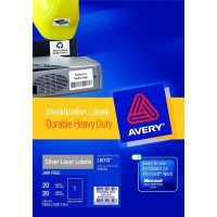 AVERY - Pochette de 20 etiquettes metalisees autocollantes ultra-resistantes en polyester, Personnalisables et imprimables, Form