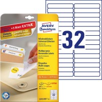 Avery Zweckform L6031REV-25 Paquet de 25 feuilles d'etiquettes enlevables multiusage pour marquage temporaire 96 x 16,9 mm (Impo