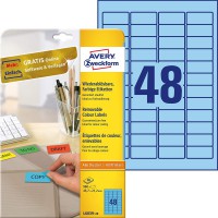 AVERY/Zweckform etiquettes, 45,7 x 21,2 mm, bleu, bord