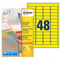 AVERY - Pochette de 960 etiquettes jaunes autocollantes et amovibles, Personnalisables et imprimables, Format 45,7 x 21,2 mm, Im