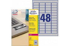 Avery Zweckform etiquettes L6009 impermeable tres resistant (Lot de 4800 feuilles 45,7 x 21,2 mm, 100 mm (100 feuilles) Argent