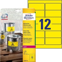 AVERY - Pochette de 240 etiquettes jaunes autocollantes ultra-resistantes en polyester, Personnalisables et imprimables, Format 