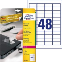 AVERY/Zweckform etiquettes de securite, 45,7 x 21,2 mm