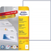Avery Zweckform 6119 etiquettes multiusage pour imprimantes laser et jet d'encre couleur 210 x 297 mm (Blanc) (Import Allemagne)