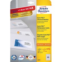 Avery Zweckform 6121 Paquet de 25 feuilles d'etiquettes multi-usage 38 x 21,2 mm (Blanc) (Import Allemagne)