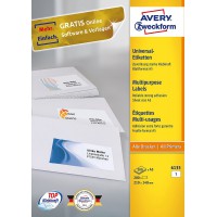 Avery zweckform etiquettes universelles 6135 blattformat au format a5 148 x 210 mm-lot de 200 feuilles 200 (blanc)