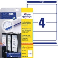Avery Zweckform L4761REV- Lot de 10 ou 20 feuilles d'etiquettes a  classeur amovibles au format A4 soit 40 ou 80 etiquettes, bla