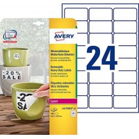 AVERY - Pochette de 480 etiquettes ultra-resistantes autocollantes et amovibles en polyester, Personnalisables et imprimables, F