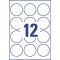 Avery zweckform l7104REV 25 etiquettes rondes, repositionnable, diametre : 60 mm, capacite 25 feuilles, blanc, 300 pieces