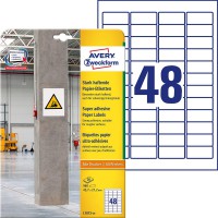 Avery Zweckform l7873-20 Papier antiderapante etiquettes, 45,7 x 21,2 mm 20 feuilles/960 etiquettes Blanc