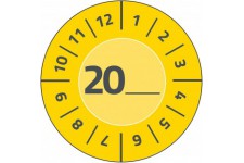 AVERY Zweckform 7902 Lot de 80 etiquettes de controle 20 (avec annee a  ecrire soi-meme) Jaune
