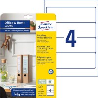 AVERY Zweckform LR4761-10 Lot de 40 etiquettes pour dos de classeur 100 % recycle Blanc naturel Format A4 61 x 192 mm