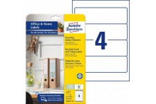 AVERY Zweckform LR4761-10 Lot de 40 etiquettes pour dos de classeur 100 % recycle Blanc naturel Format A4 61 x 192 mm