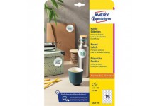 Avery Zweckform 6225-10 etiquettes rondes (150 pastilles adhesives, Ø 51 mm sur A4, autocollants ronds a  imprimer, etiquettes d