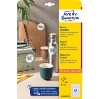 AVERY Zweckform 6223REV-10 Lot de 10 etiquettes Rondes (480 Pastilles Adhesives, Ø 30 mm sur A4, Autocollants Ronds a  Imprimer,