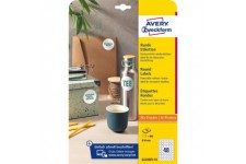 AVERY Zweckform 6223REV-10 Lot de 10 etiquettes Rondes (480 Pastilles Adhesives, Ø 30 mm sur A4, Autocollants Ronds a  Imprimer,