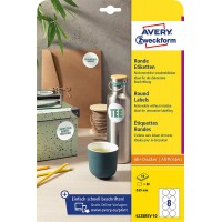 AVERY Zweckform 6228REV-10 - etiquettes rondes (80 pastilles adhesives, diametre 69 mm sur A4, autocollants ronds a  imprimer, a