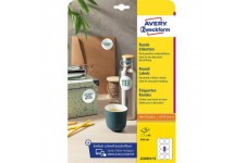 AVERY Zweckform 6228REV-10 - etiquettes rondes (80 pastilles adhesives, diametre 69 mm sur A4, autocollants ronds a  imprimer, a
