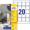 AVERY Zweckform 6252-10 Lot de 200 etiquettes carrees autocollantes 45 x 45 mm sur A4, code QR pour imprimer, autocollantes, per