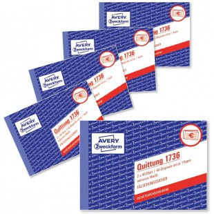 Avery Dennison Zweckform 1736-5 Carnet de recu papier Pad 2 x 40 feuilles Pack de 5