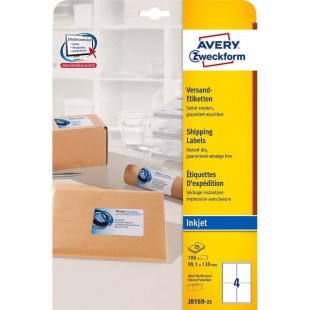 Avery Zweckform J8169-25 Paquet de 25 feuilles d'etiquettes d'expedition pour colis 99,1 x 139 mm