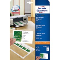 Avery Zweckform C32011-10 Paquet de 10 feuilles 200 g finition mate pour cartes de visite a  bords lisses pour photocopieurs, im