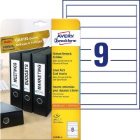 Avery Zweckform C32266-25 Paquet de 25 feuilles d'etiquettes a  classeurs micro-perforees 170 g pour classeurs Leitz + Elba 30 x