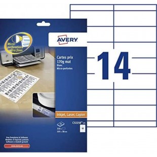 AVERY - Pochette de 350 etiquettes de prix, Personnalisables et imprimables, Format 105 x 38 mm, Impression laser / jet d'encre,