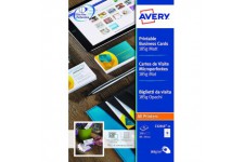 AVERY - Pochette de 250 cartes de visite imprimables, En carte blanche mate 185g/m², Format 85 x 54 mm, Impression laser / jet d