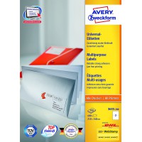 Avery 400 Etiquettes Autocollantes Multi-usages (2 par Feuille) - 210x148mm - Impression Laser - Jet d'Encre - Blanc (3655)