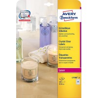 AVERY - Zweckform Etiquettes Crystal Clear, diametre: 40 mm pour surfaces miroitantes comme le verre