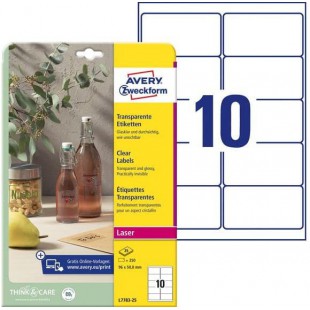 Avery Zweckform L7783-25 Paquet de 25 feuilles d'etiquettes brillantes transparentes 96 x 50,8 mm (Import Allemagne)