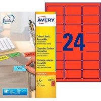 AVERY - Pochette de 480 etiquettes rouges autocollantes et amovibles, Personnalisables et imprimables, Format 63,5 x 33,9 mm, Im