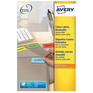 AVERY - Pochette de 480 etiquettes jaunes autocollantes et amovibles, Personnalisables et imprimables, Format 63,5 x 33,9 mm, Im