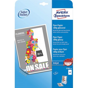 Avery Dennison Zweckform Office Products Europe GmbH 2789-40 Papier pour flyer Impression jet d'encre couleur A4 / 180 g Brillan