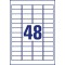 Avery Zweckform - Etichette universali per tutte le stampanti formato A4, 45,7 x 21,2 mm weiB (wiederablosbar), 4800 Pezzi