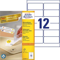 Avery Zweckform L4743REV-100 Paquet de 1200 etiquettes universelles reutilisables 99,1 x 42,3 mm (Blanc) (Import Allemagne)