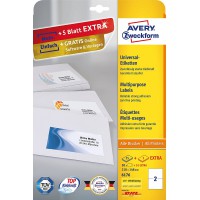 Avery Zweckform 6176 Lot de 25 feuilles de 50 etiquettes universelles Blanc 210 x 148 mm