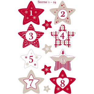 AVERY Zweckform Art. 52890 Calendrier de l'Avent Chiffres 24 etoiles (autocollants de Noel, papier, autocollant, chiffre etoile,