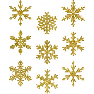 AVERY Zweckform Art. 52950 Lot de 9 autocollants de fenetre de Noel pour 9 flocons de neige dores (autocollants pour fenetre, fi