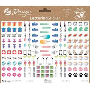 Avery zweckform zdesign Trend Sticker Lettering Icons Noir