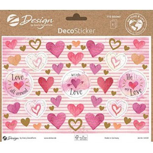 AVERY Zweckform 54559 Lot de 112 autocollants decoratifs en forme de coeur avec inscription en anglais « Love » sur f