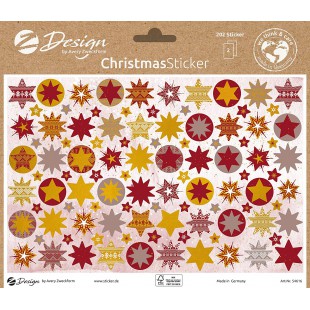 AVERY Zweckform Lot de 202 autocollants de Noel etoiles (autocollants de Noel sur feuille A5 avec gaufrage dore, papi