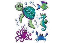 AVERY Zweckform 54994 Sticker mural pour fenetre Motif monde marin (10 autocollants pour fenetre, film de fenetre) Multicolore