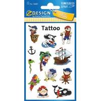 Avery Zweckform 56683 Lot de tatouages pirates temporaires testes sous controle dermatologique pour enfants, 12 stickers