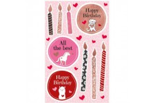 Avery Zweckform Lot de 19 stickers decoratifs Happy Birthday (autocollants, anniversaire, cartes, fetes, felicitations) 57076